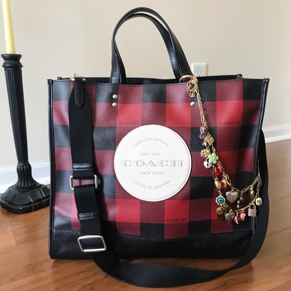 Coach Dempsey Tote Bag 40 With Buffalo Plaid Print And Coach Patch - Picture 16 of 16